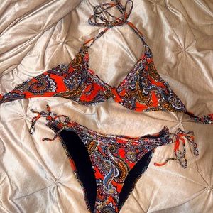Orange Paisley Print Bikini